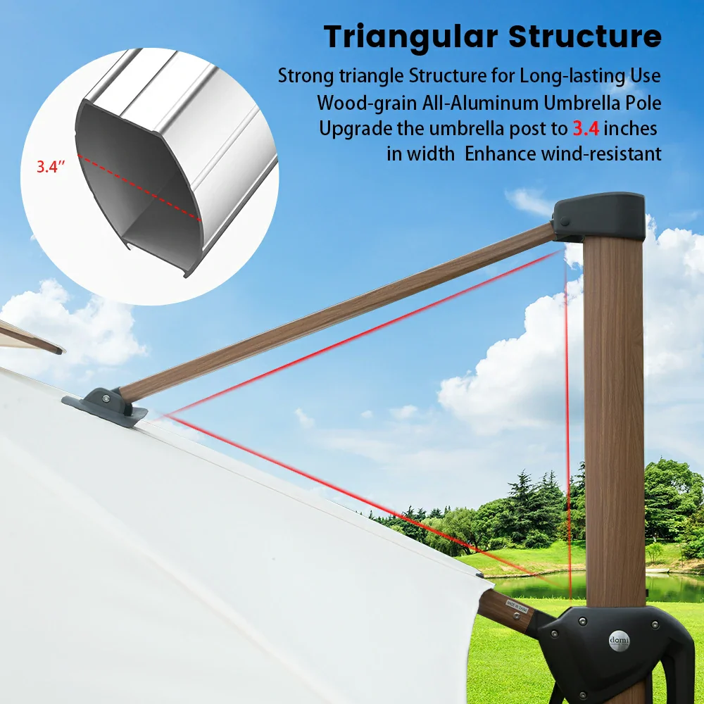 Cantilever Umbrella Wood Grain- Rectangular - Image 9