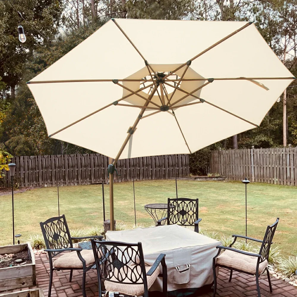 Cantilever Umbrella Wood Grain- Round - Image 10