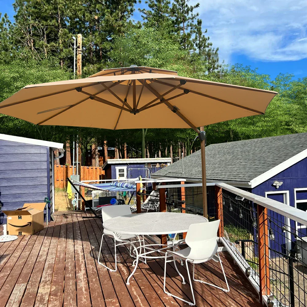 Cantilever Umbrella Wood Grain- Round - Image 11