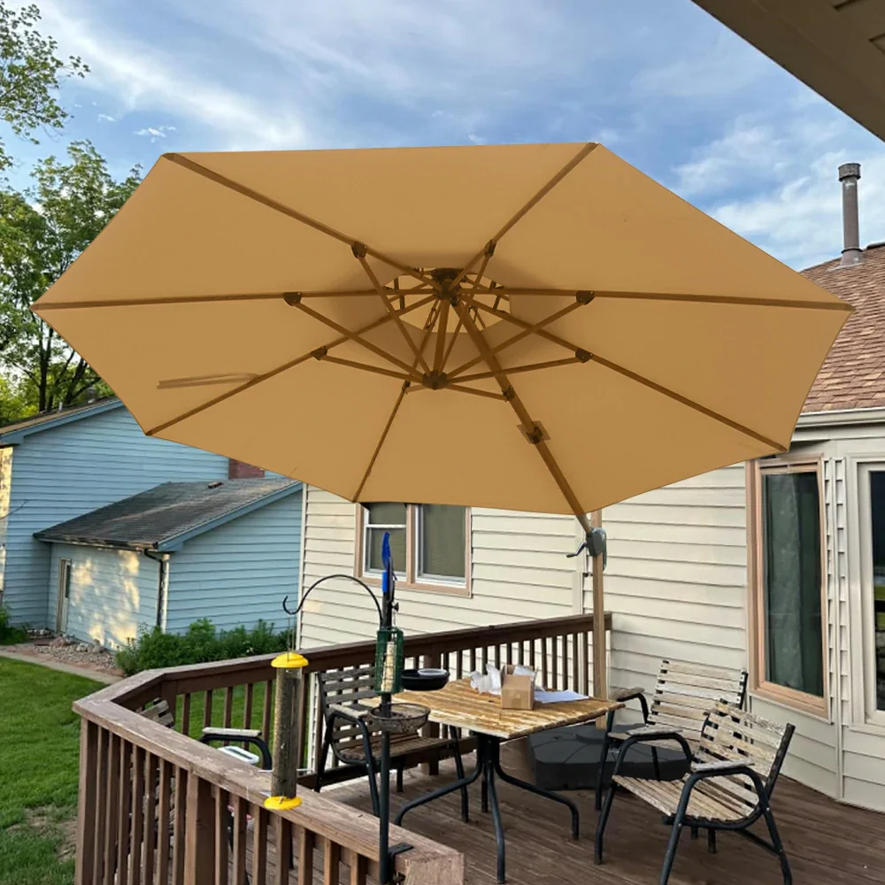 Cantilever Umbrella Wood Grain- Round - Image 12