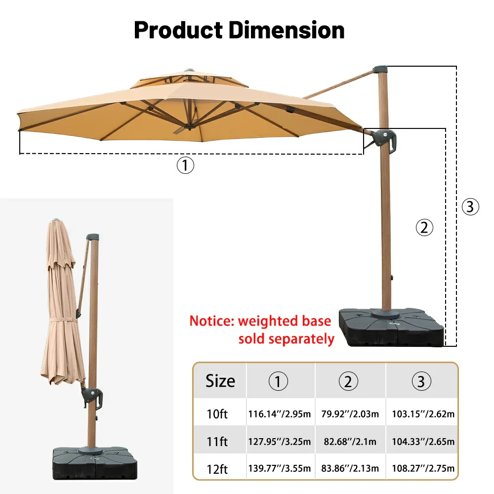 Cantilever Umbrella Wood Grain- Round - Image 13