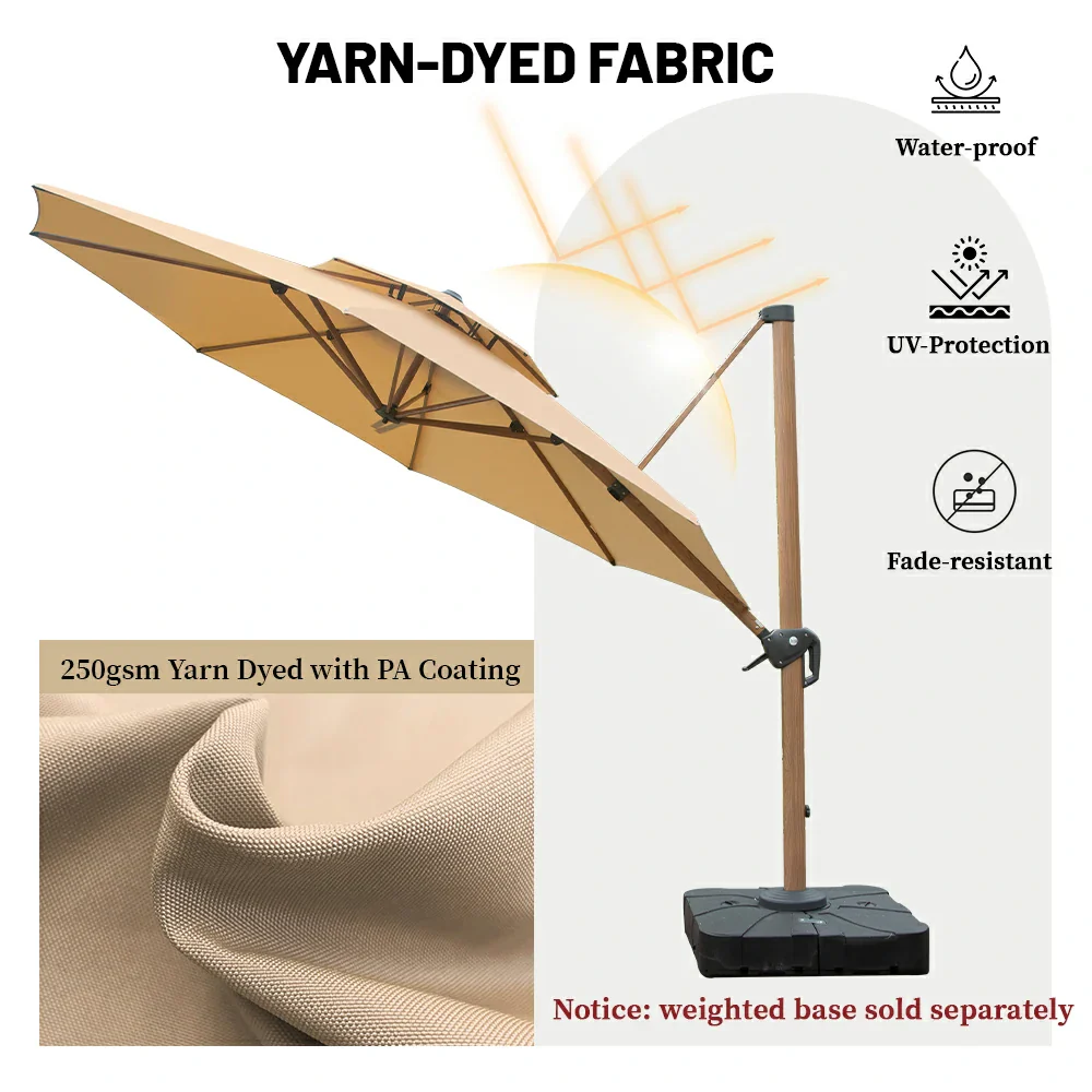 Cantilever Umbrella Wood Grain- Round - Image 14
