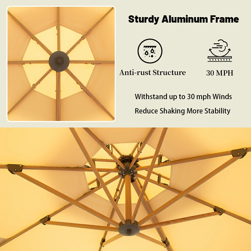 Cantilever Umbrella Wood Grain- Round - Image 15
