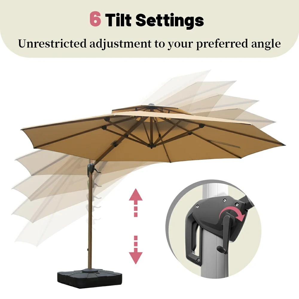 Cantilever Umbrella Wood Grain- Round - Image 17