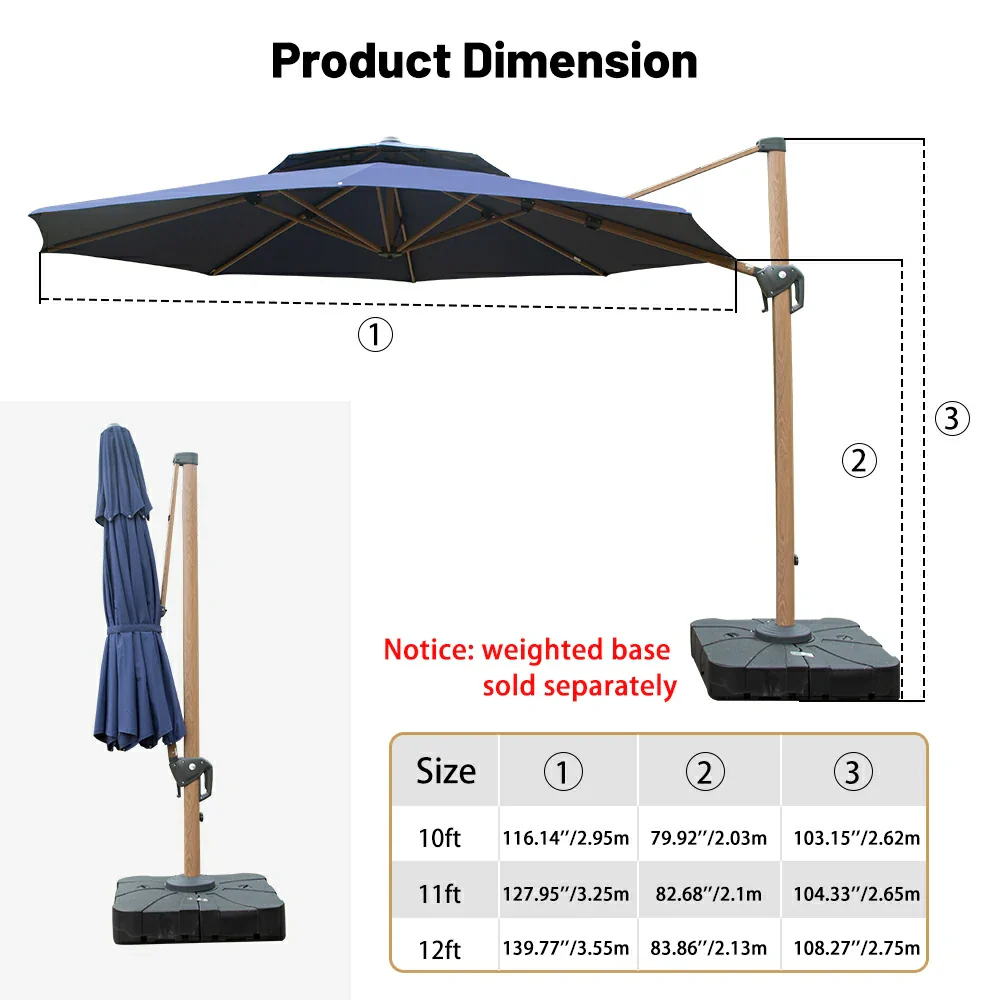 Cantilever Umbrella Wood Grain- Round - Image 22