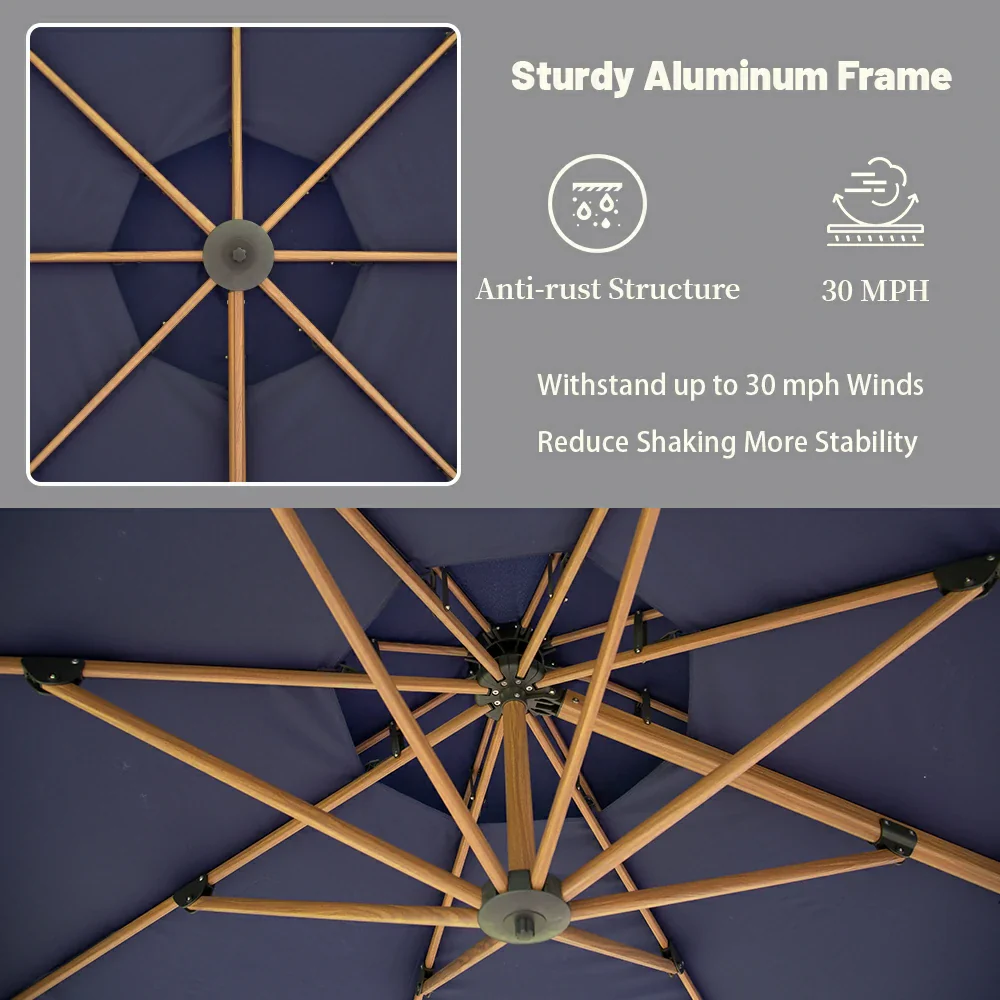 Cantilever Umbrella Wood Grain- Round - Image 24