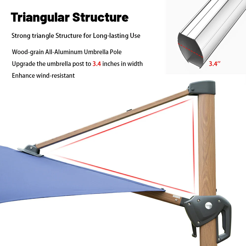Cantilever Umbrella Wood Grain- Round - Image 28