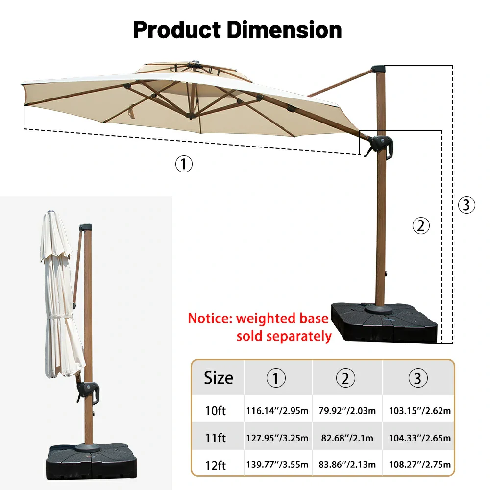 Cantilever Umbrella Wood Grain- Round - Image 3