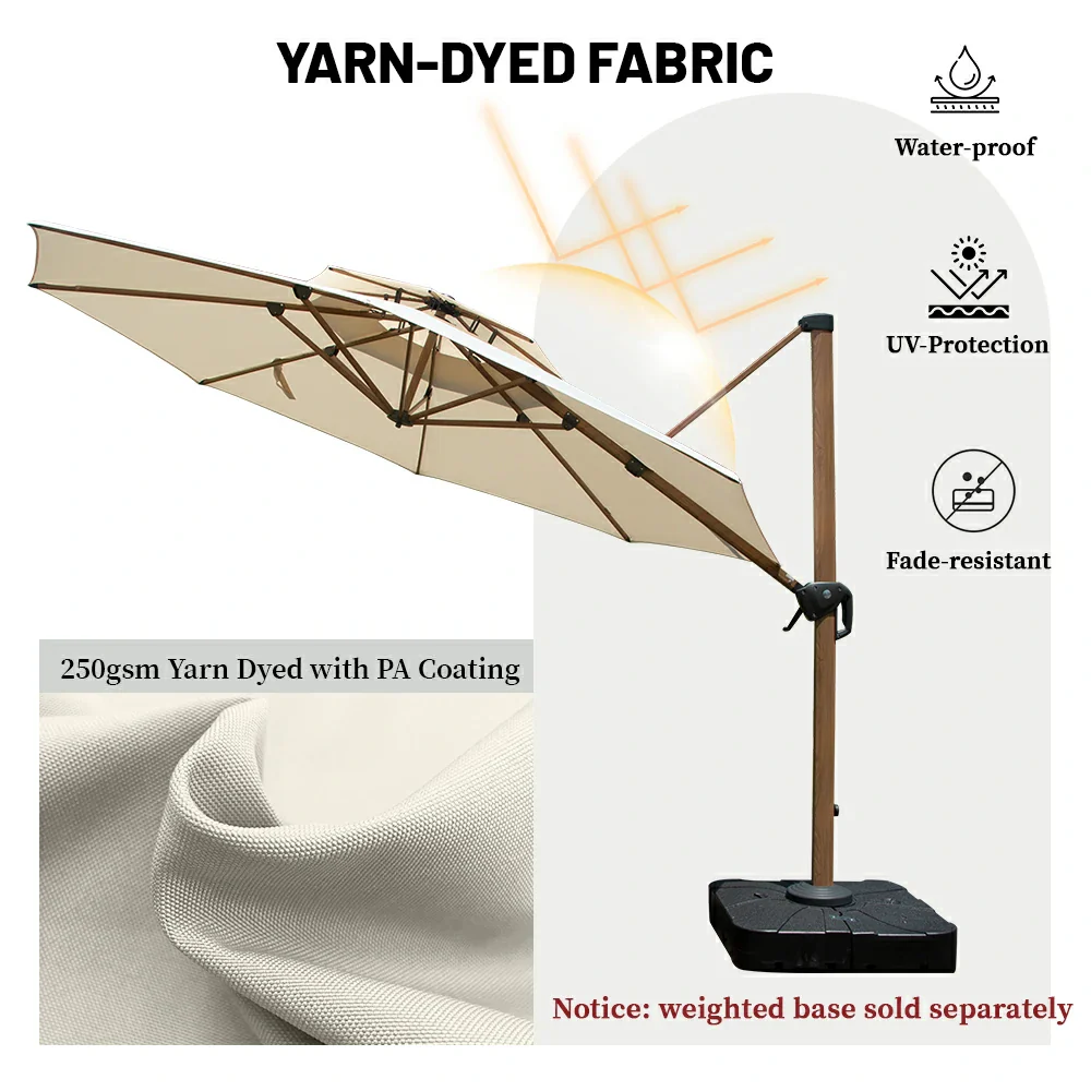 Cantilever Umbrella Wood Grain- Round - Image 4