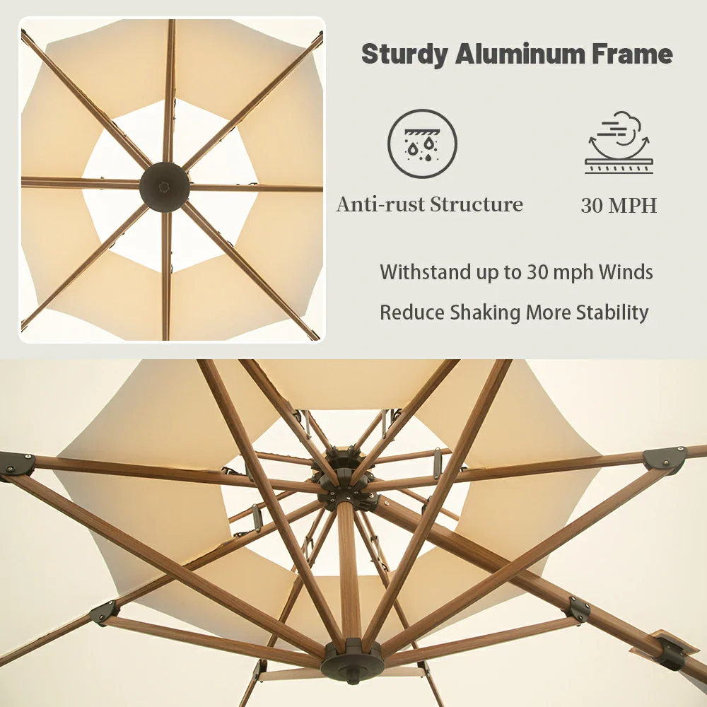 Cantilever Umbrella Wood Grain- Round - Image 5