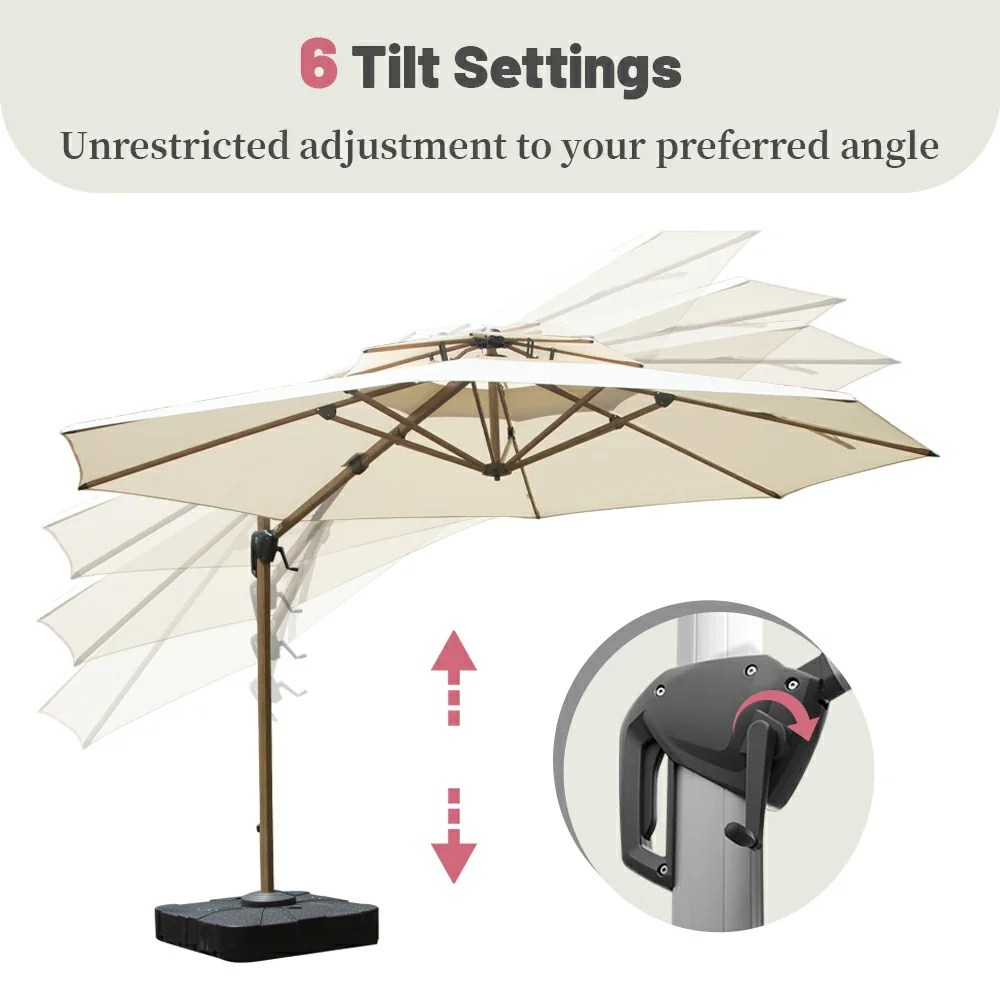 Cantilever Umbrella Wood Grain- Round - Image 7