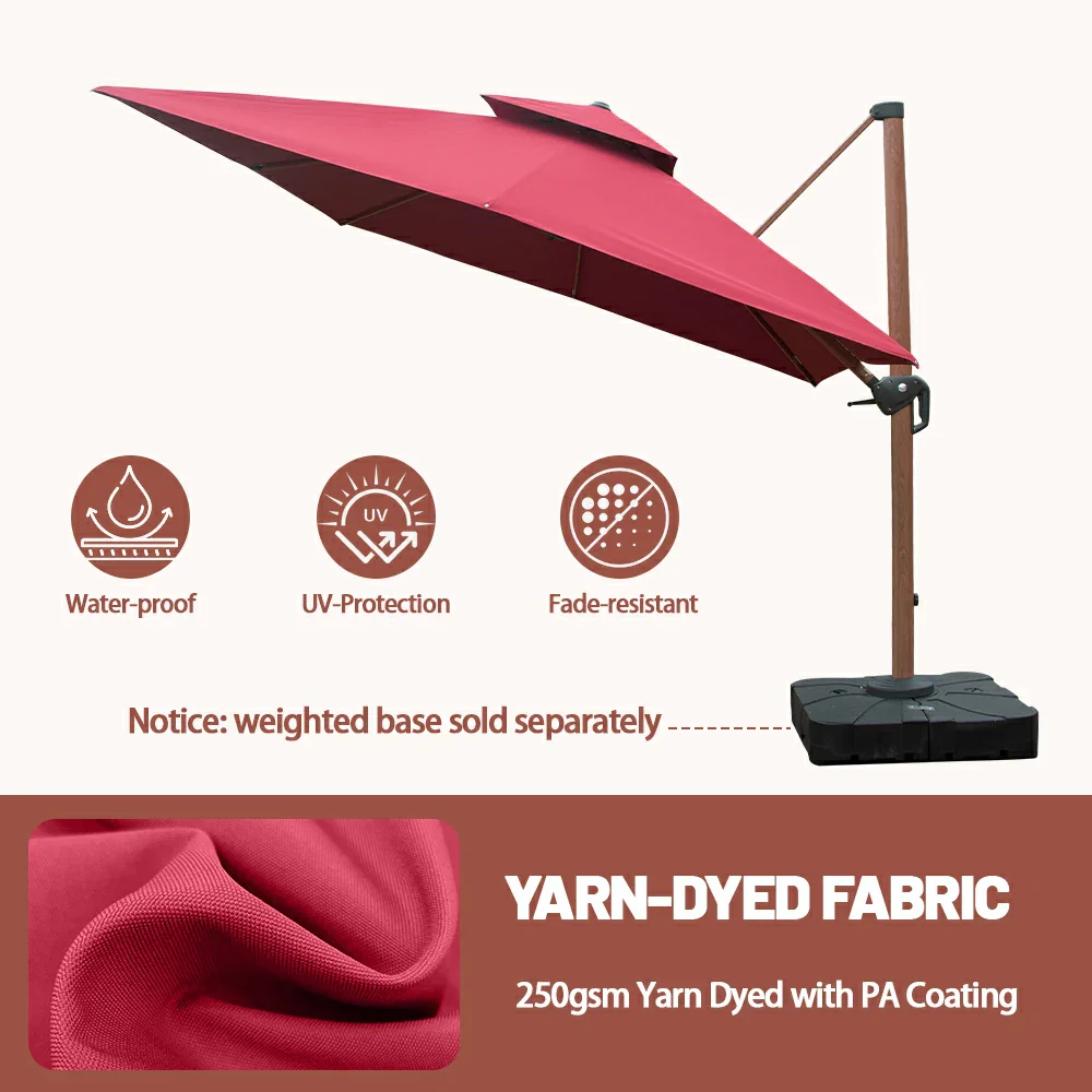 Cantilever Umbrella Wood Grain- Square - Image 12