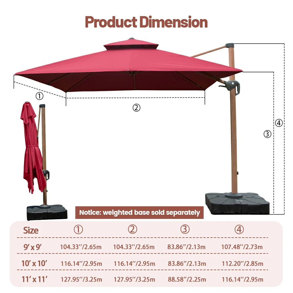 Cantilever Umbrella Wood Grain- Square - Image 13