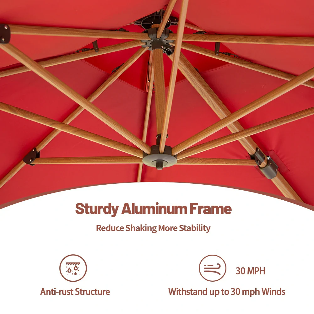 Cantilever Umbrella Wood Grain- Square - Image 14