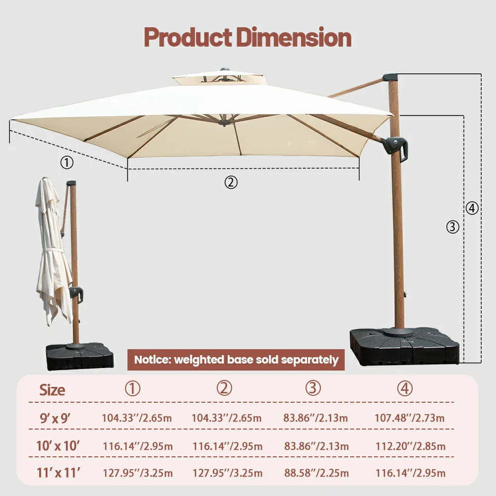 Cantilever Umbrella Wood Grain- Square - Image 21
