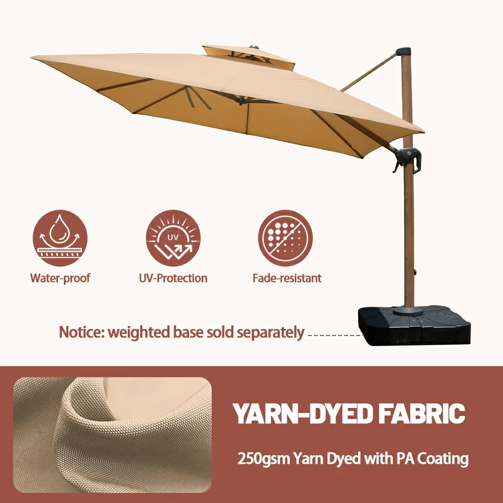 Cantilever Umbrella Wood Grain- Square - Image 3
