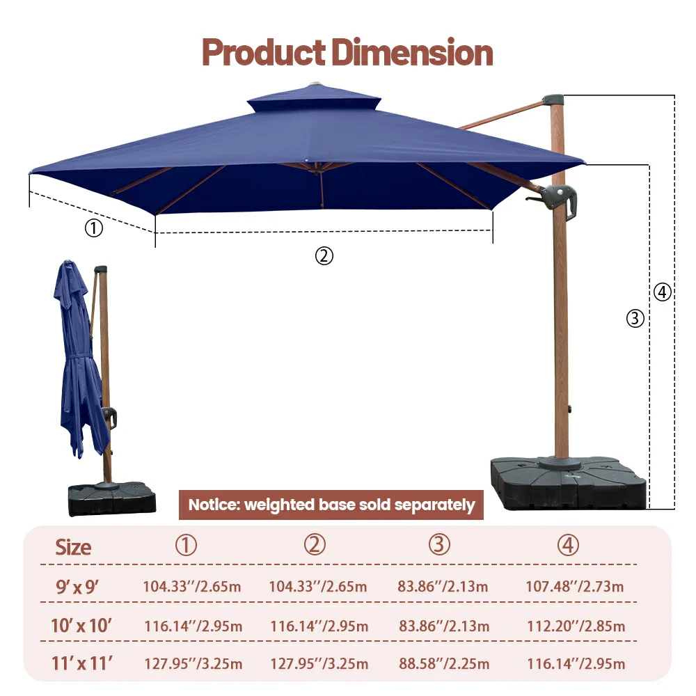 Cantilever Umbrella Wood Grain- Square - Image 30