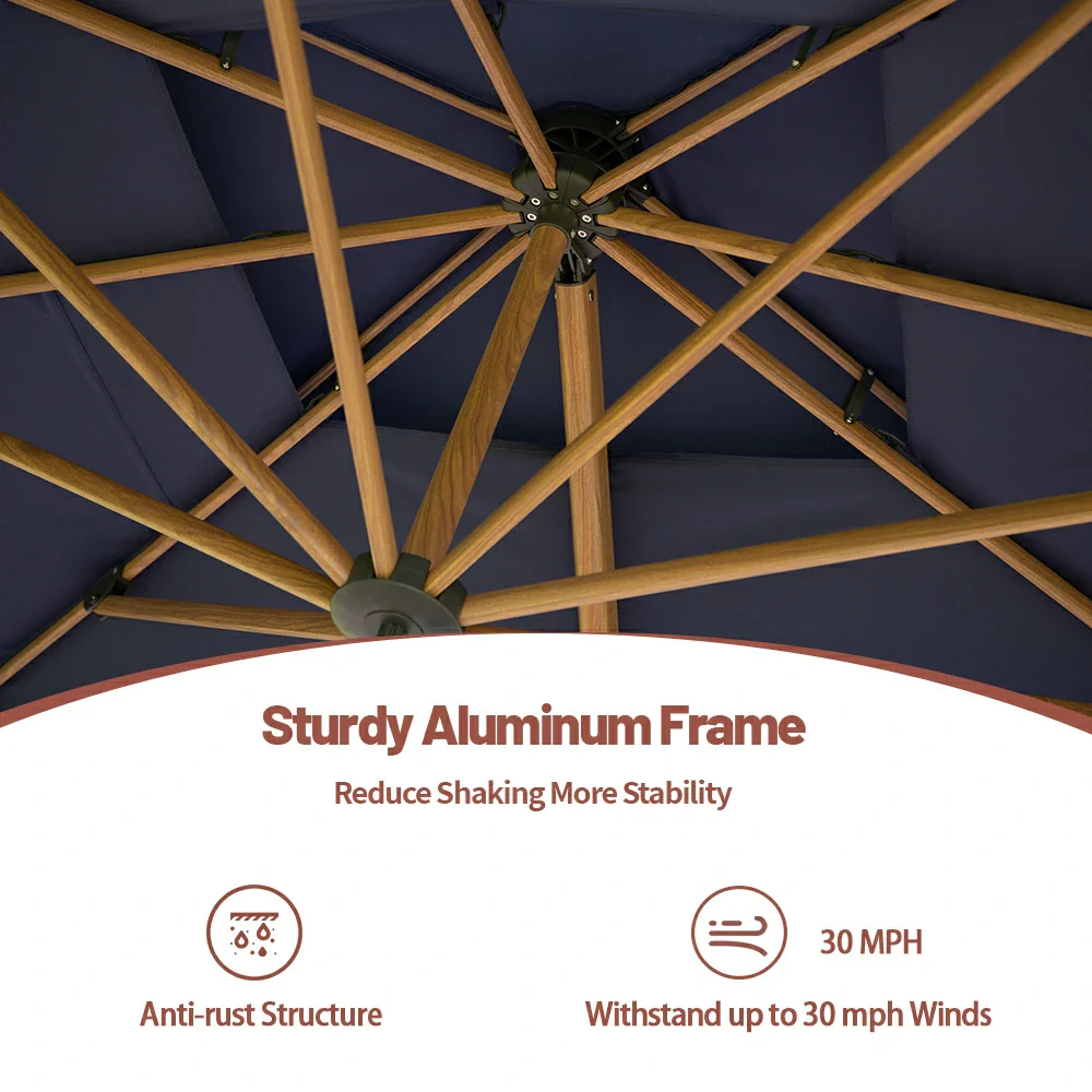 Cantilever Umbrella Wood Grain- Square - Image 32
