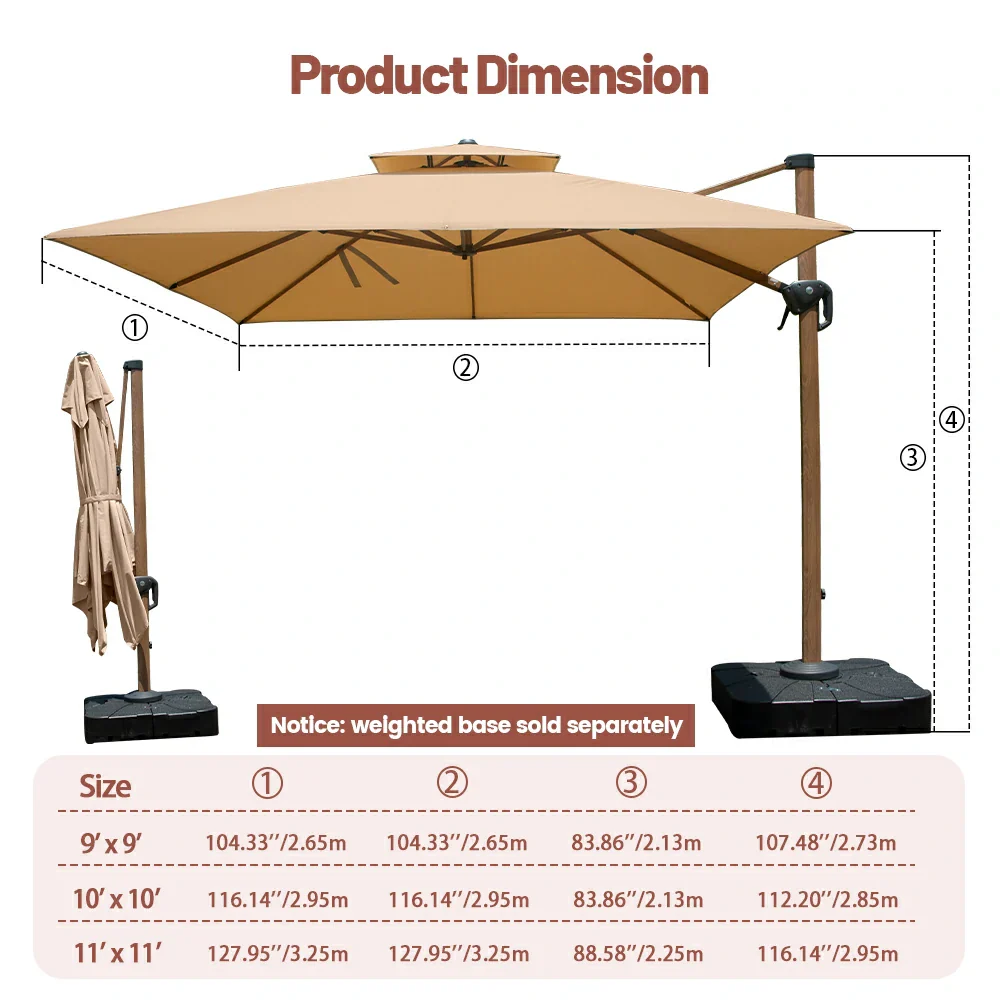 Cantilever Umbrella Wood Grain- Square - Image 4
