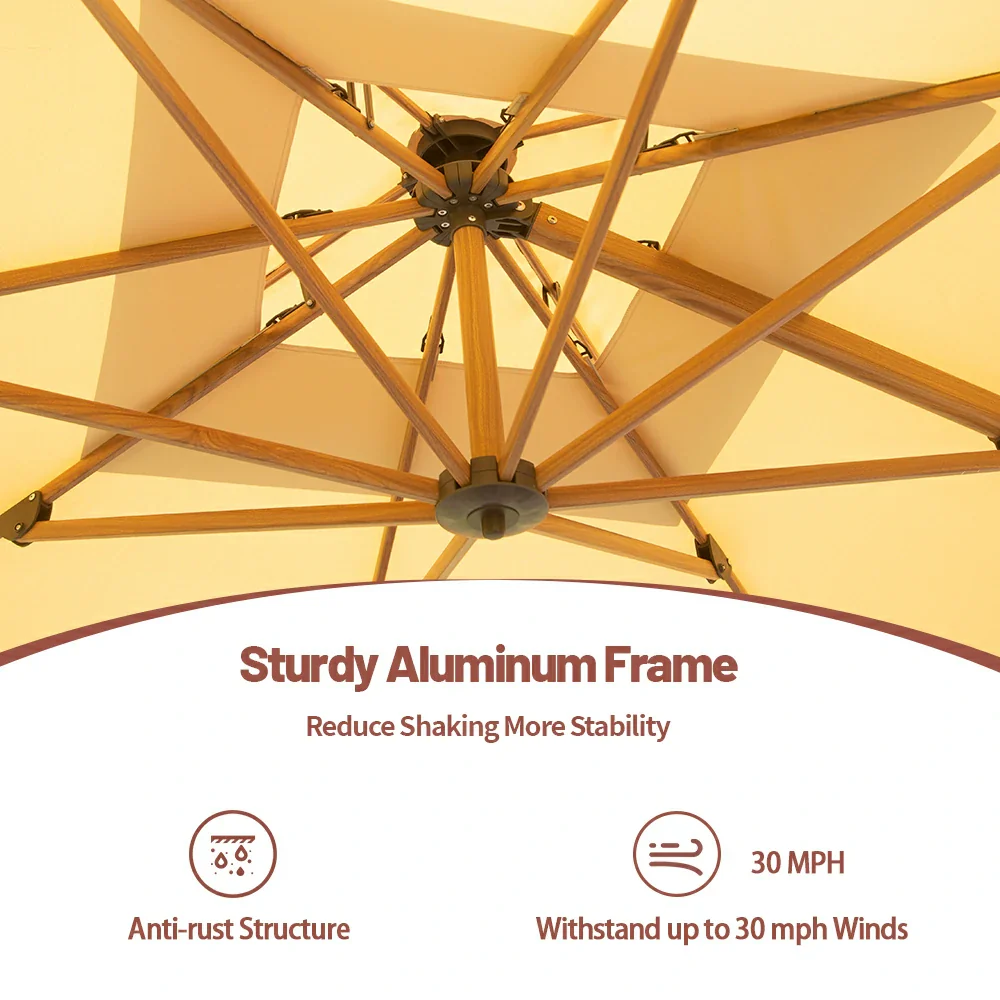 Cantilever Umbrella Wood Grain- Square - Image 5