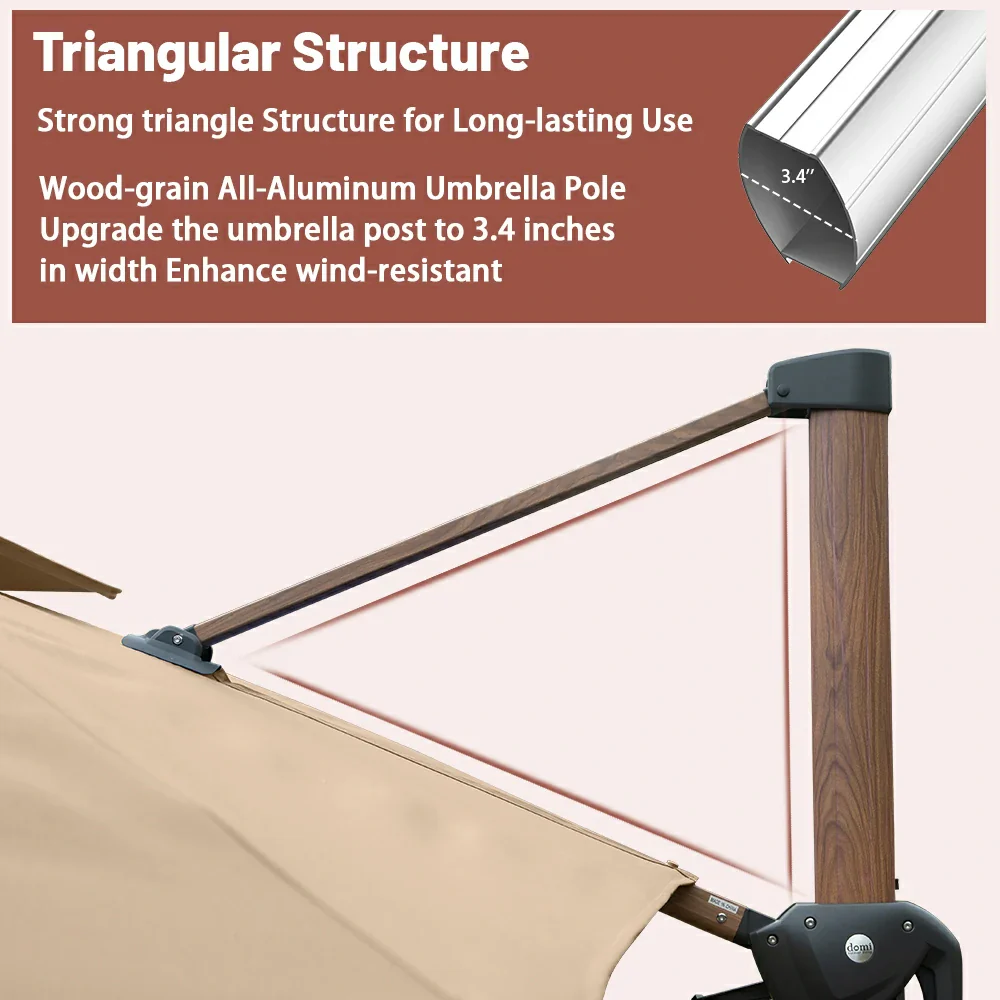 Cantilever Umbrella Wood Grain- Square - Image 8