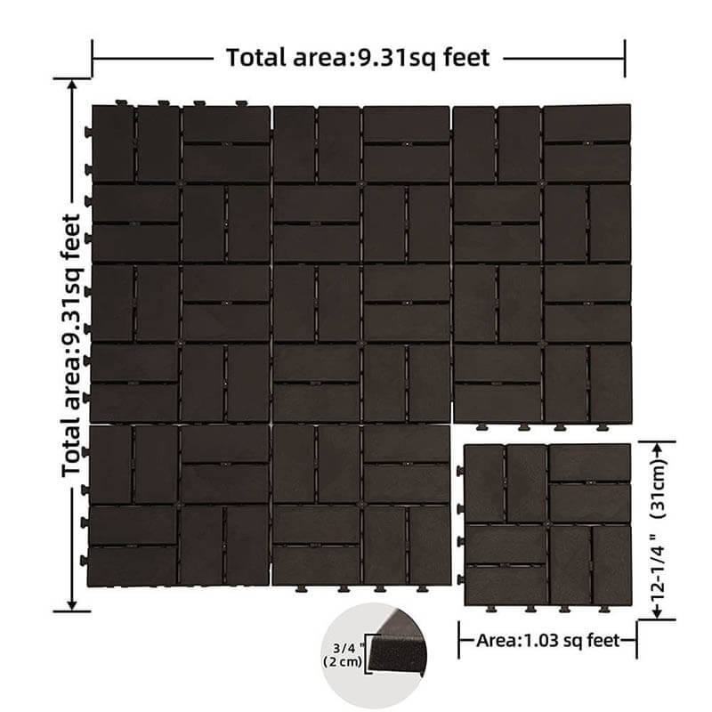 Checked Patio Interlocking Deck Tiles 27Pcs - Image 5