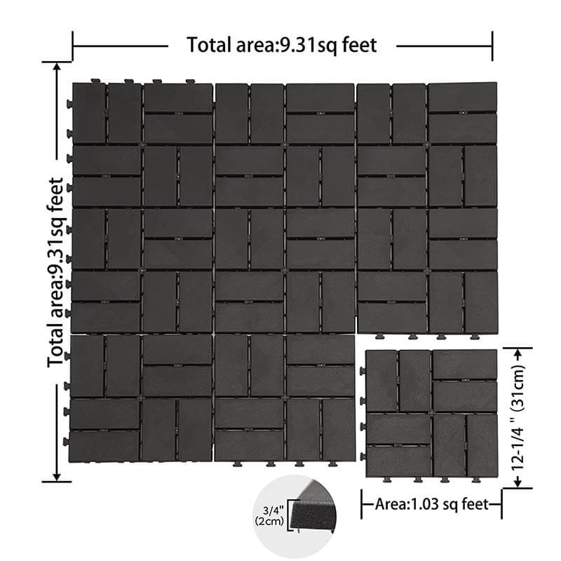 Checked Patio Interlocking Deck Tiles 27Pcs - Image 9
