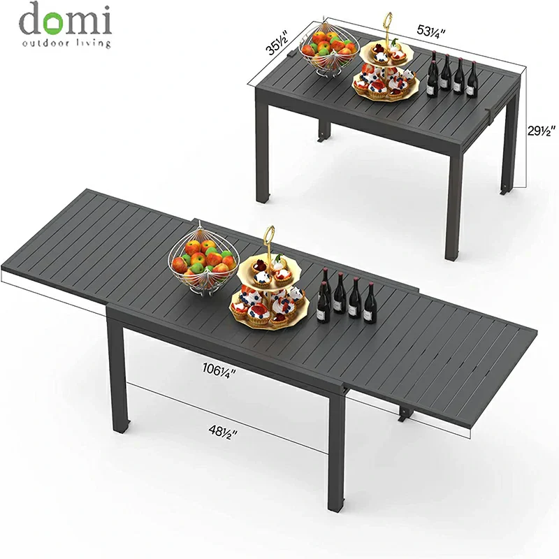 Domi Patio Dining Expandable Table Dark Brown - Image 4