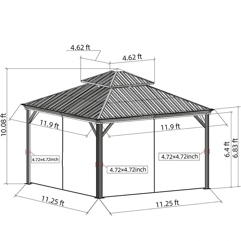 Aluminum Hardtop Gazebo Brown with Drainage Gutters - Image 15
