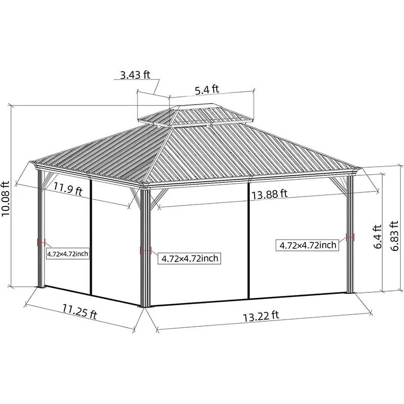 Aluminum Hardtop Gazebo Brown with Drainage Gutters - Image 23