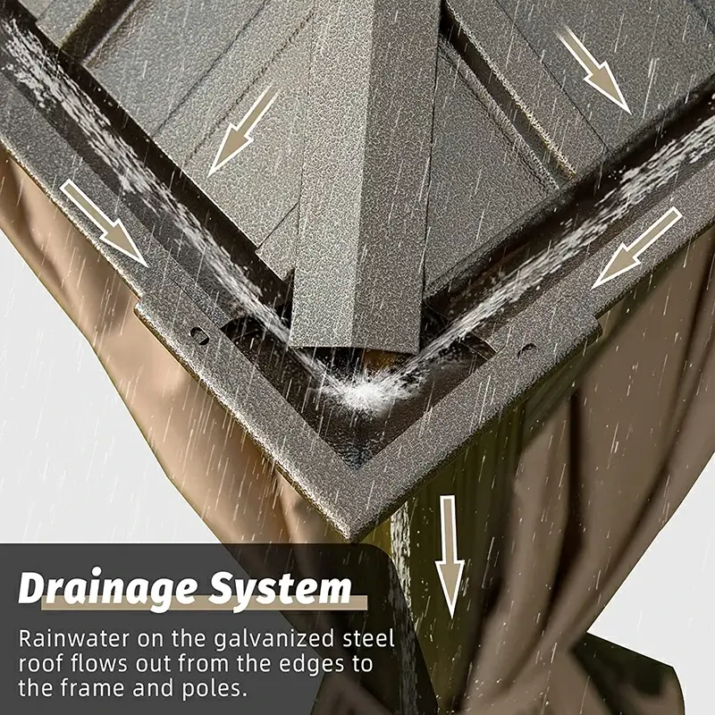 Aluminum Hardtop Gazebo Brown with Drainage Gutters - Image 4