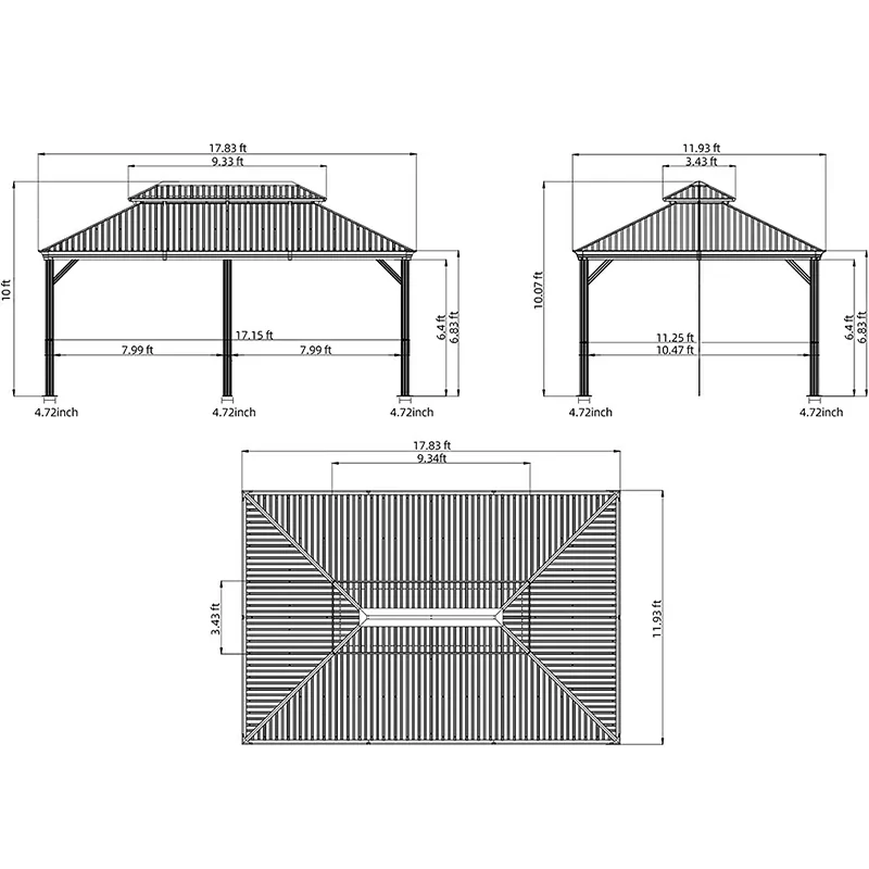 Aluminum Hardtop Gazebo Brown with Drainage Gutters - Image 43