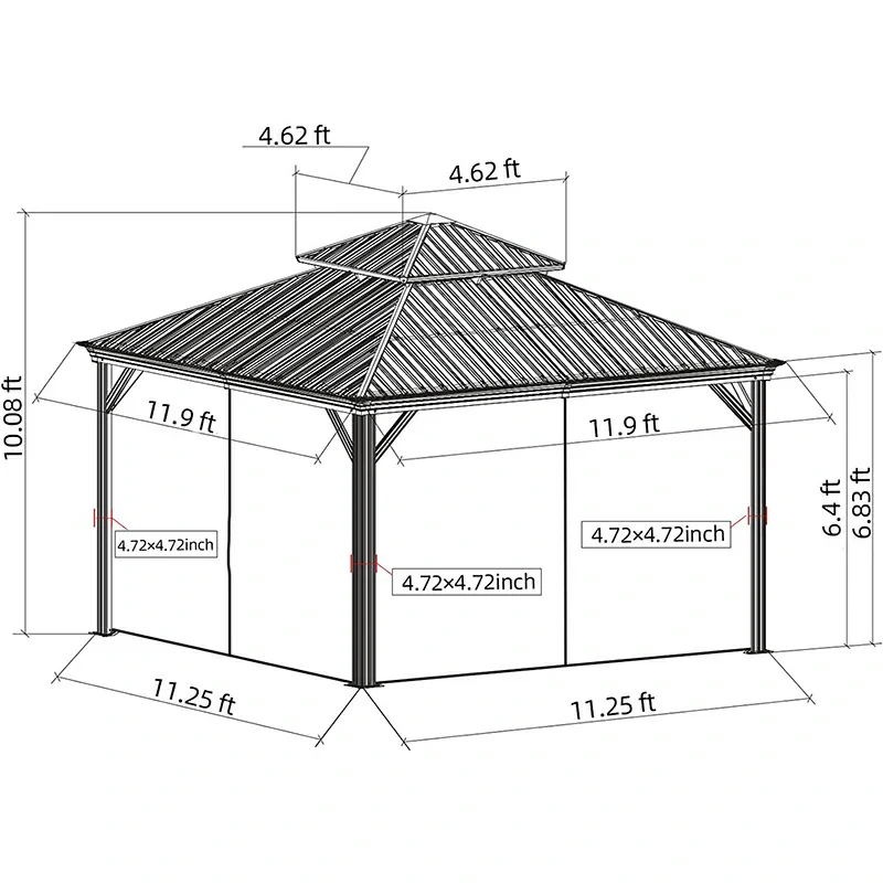 Aluminum Hardtop Gazebo Wood-Looking with Drainage Gutters - Image 14