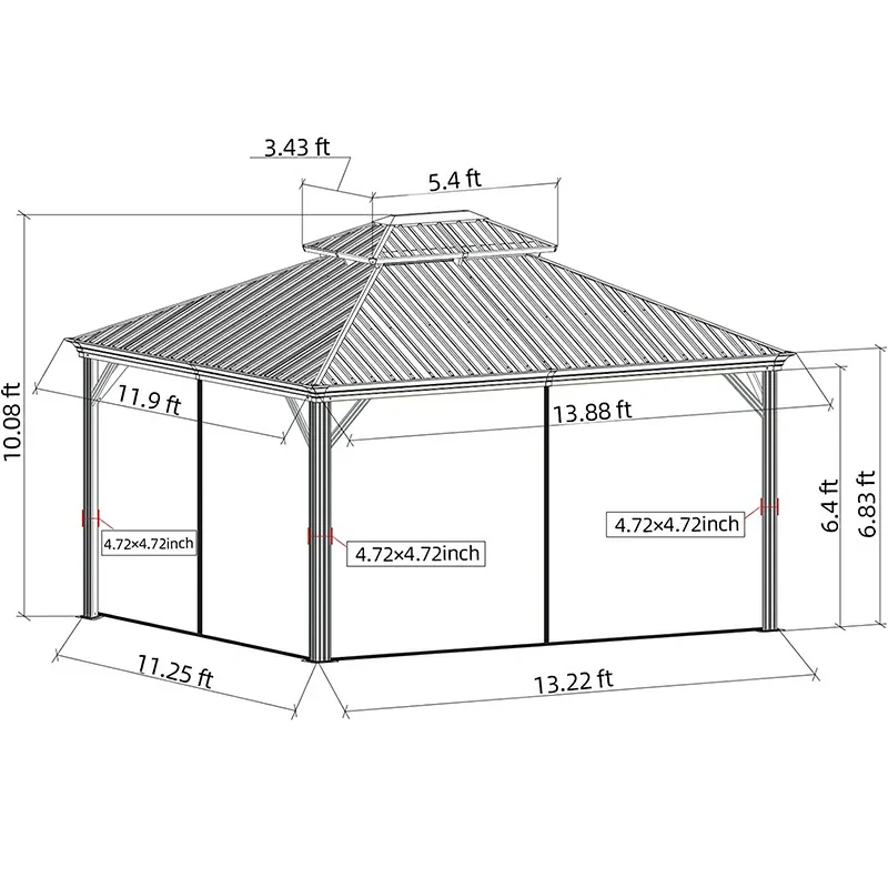 Aluminum Hardtop Gazebo Wood-Looking with Drainage Gutters - Image 34