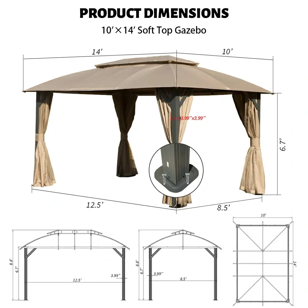 Double Roof Soft Top Canopy Gazebo - Image 13