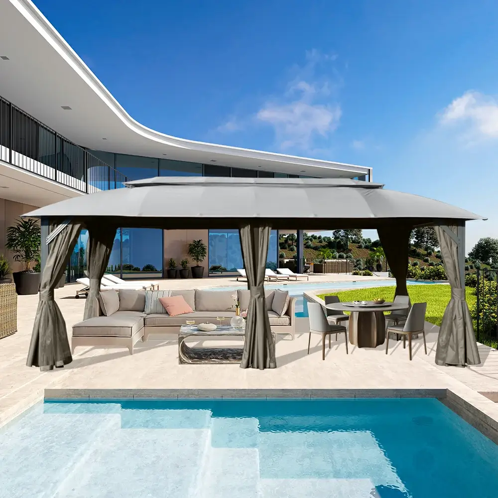 Double Roof Soft Top Canopy Gazebo - Image 21