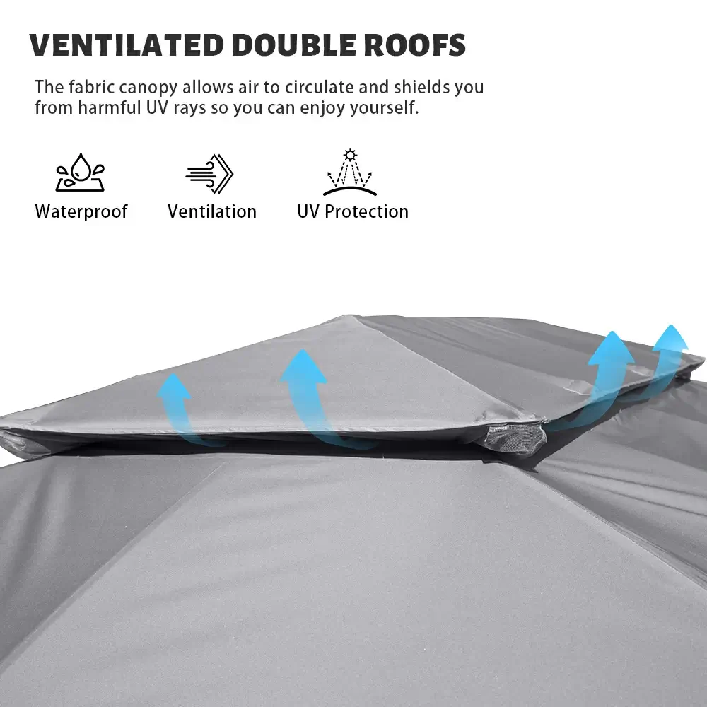 Double Roof Soft Top Canopy Gazebo - Image 4
