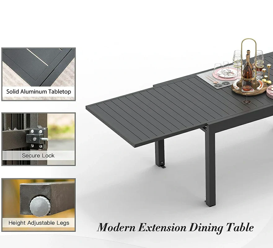 Extendable Aluminum Outdoor Dining Table - Image 4