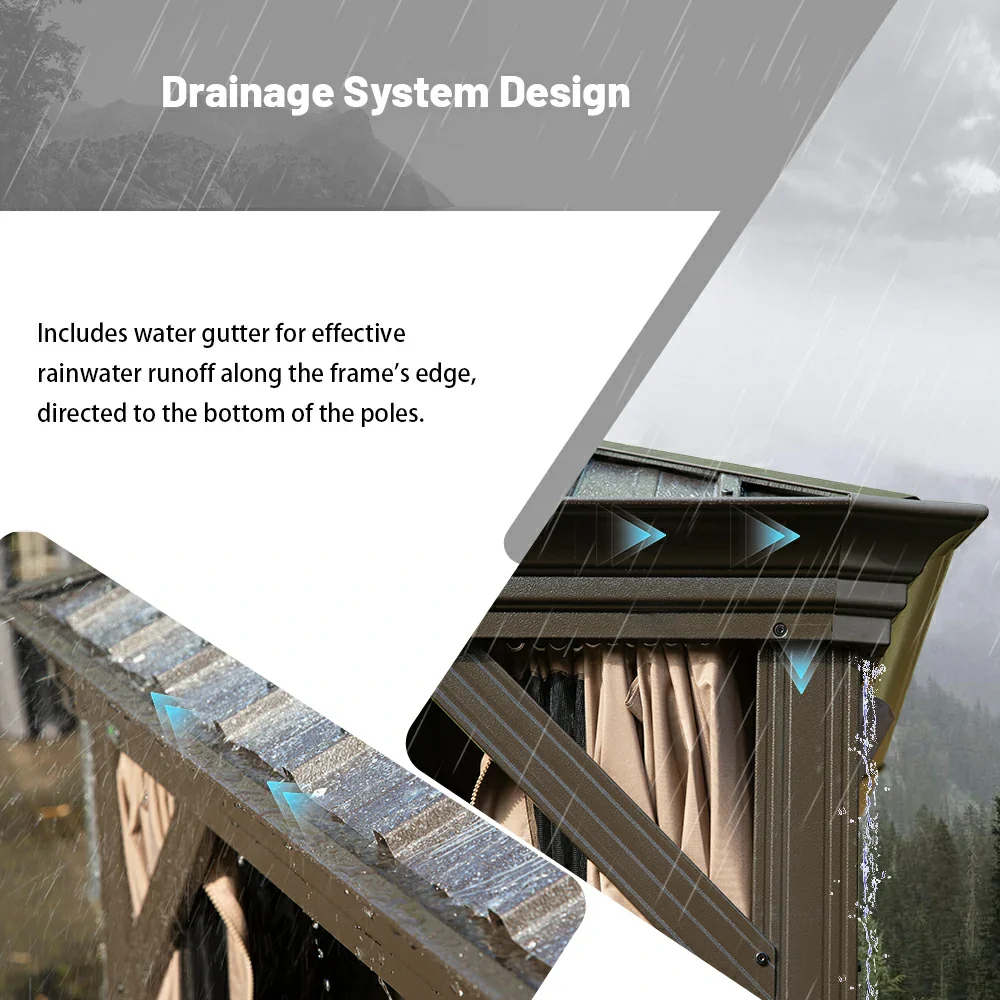 Galvanized Steel Hardtop Gazebo with Drainage Gutters - Image 151
