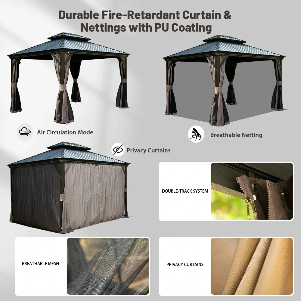 Galvanized Steel Hardtop Gazebo with Drainage Gutters - Image 16
