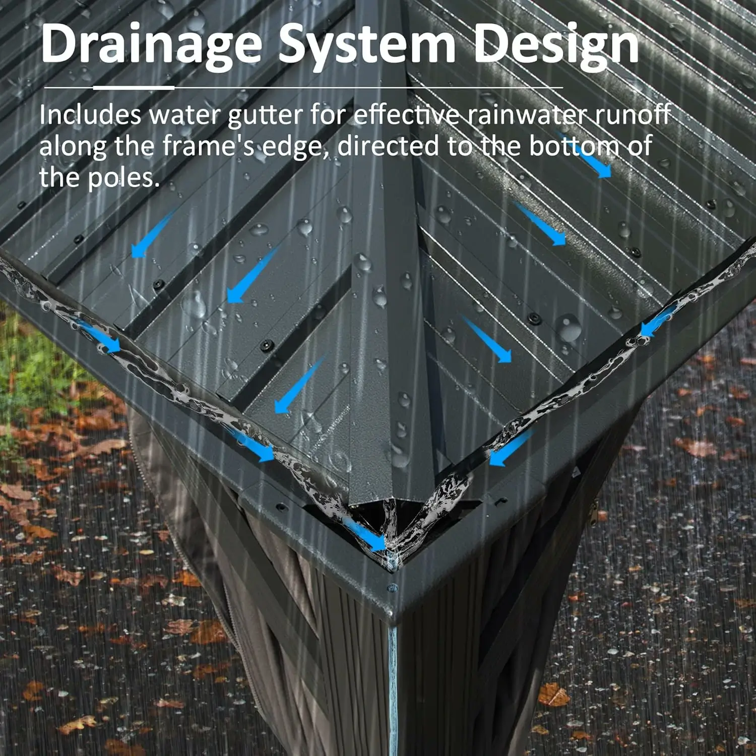 Galvanized Steel Hardtop Gazebo with Drainage Gutters - Image 160