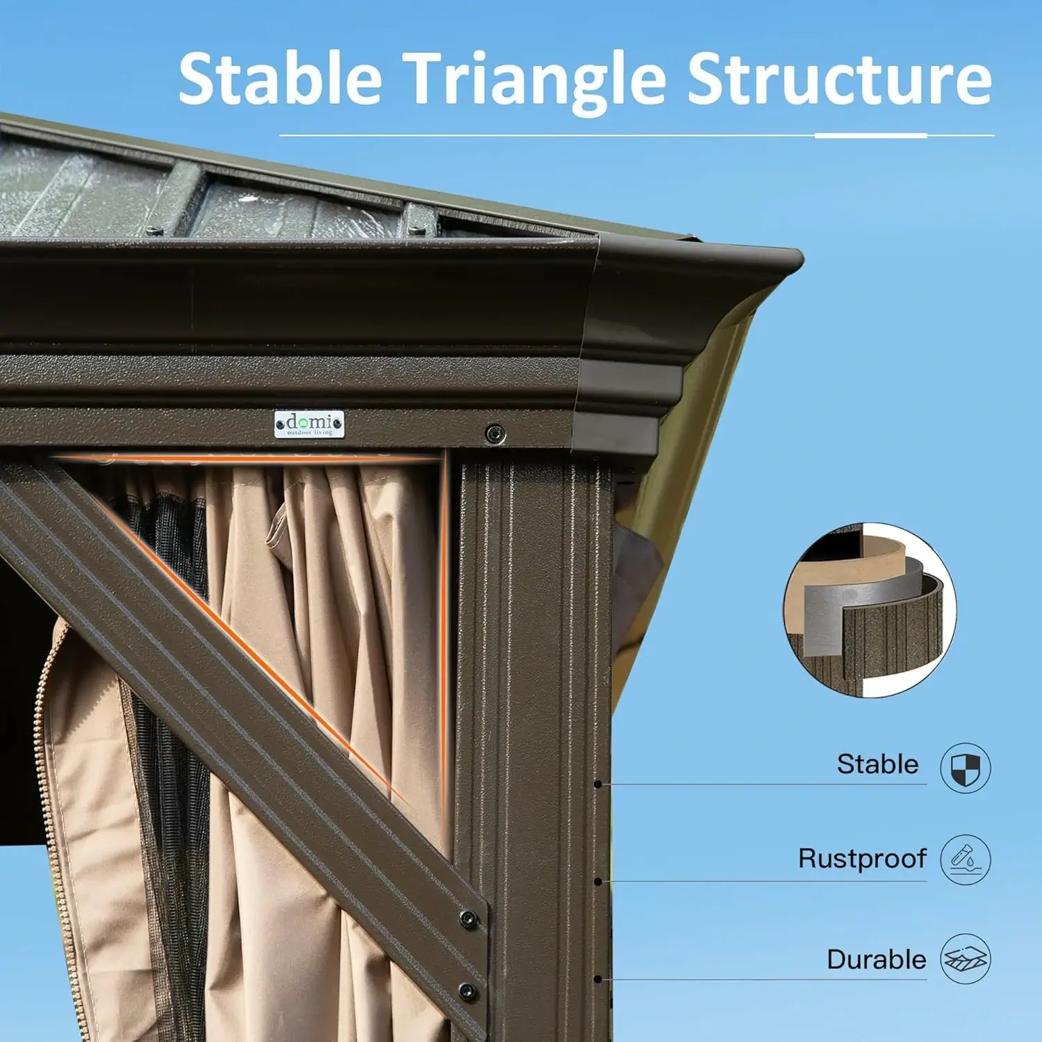 Galvanized Steel Hardtop Gazebo with Drainage Gutters - Image 168