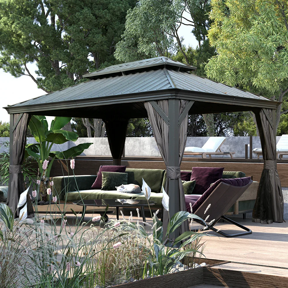 Galvanized Steel Hardtop Gazebo with Drainage Gutters - Image 18