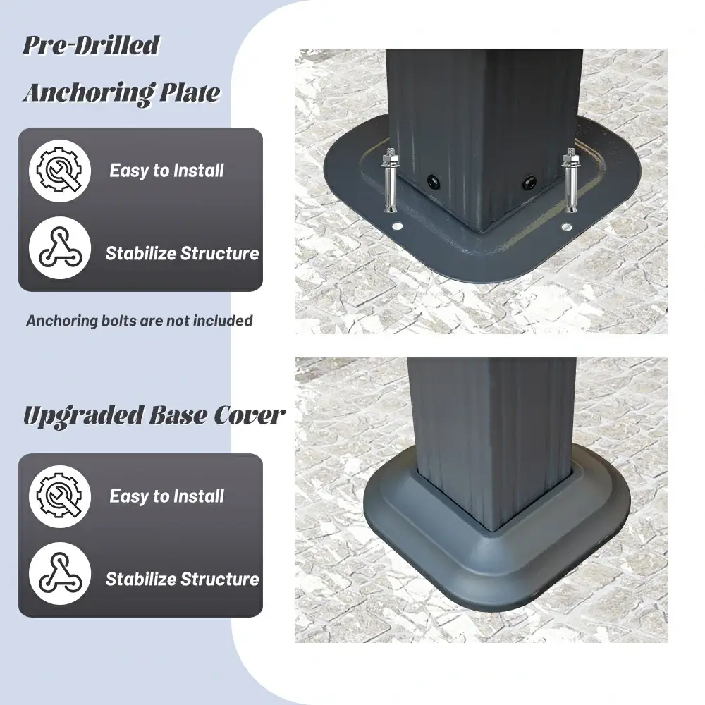 Galvanized Steel Hardtop Gazebo with Drainage Gutters - Image 196