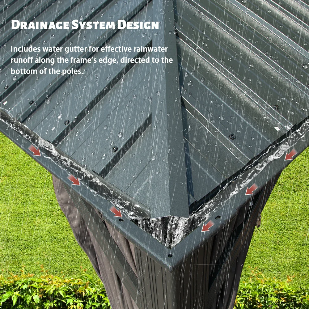 Galvanized Steel Hardtop Gazebo with Drainage Gutters - Image 20