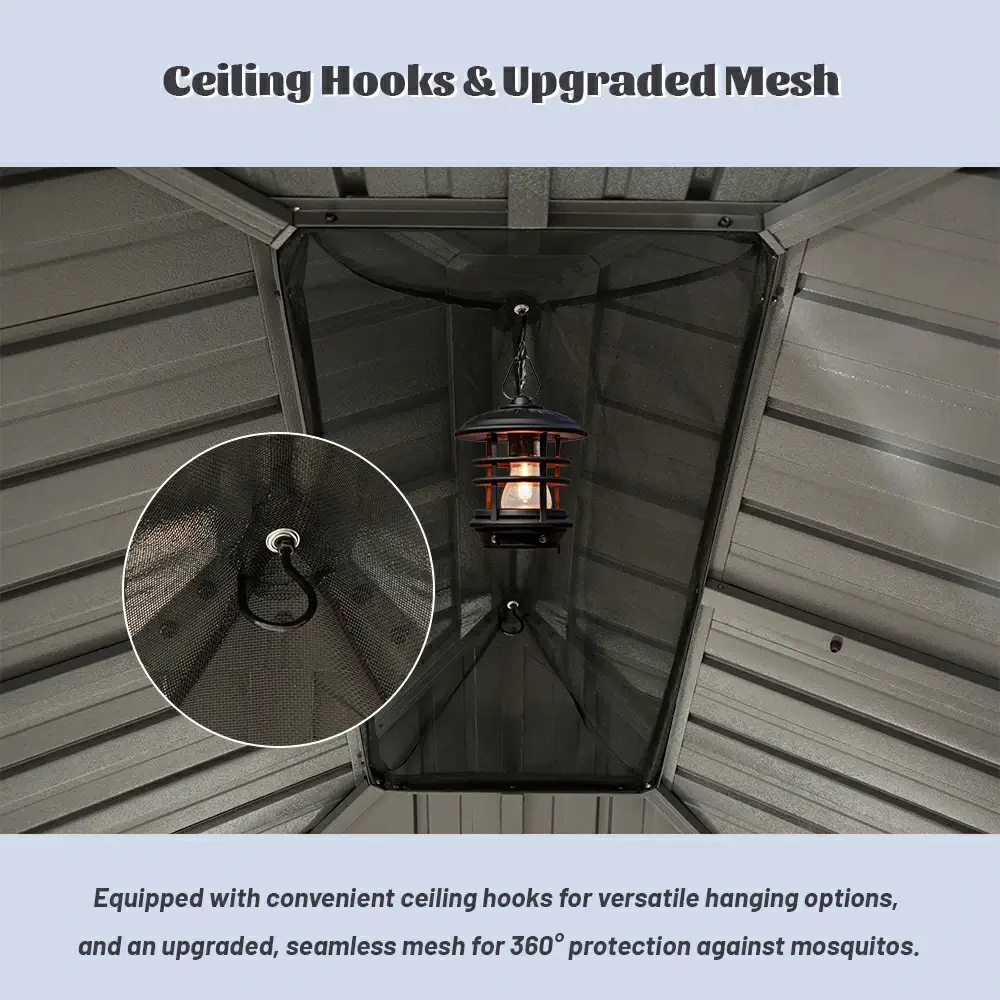 Galvanized Steel Hardtop Gazebo with Drainage Gutters - Image 212