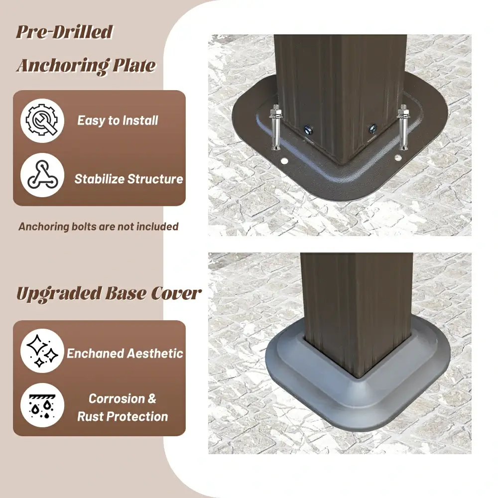 Galvanized Steel Hardtop Gazebo with Drainage Gutters - Image 225