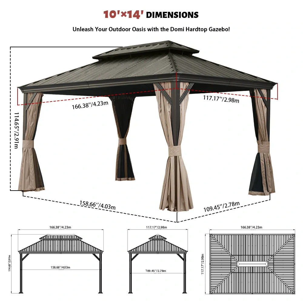 Galvanized Steel Hardtop Gazebo with Drainage Gutters - Image 27