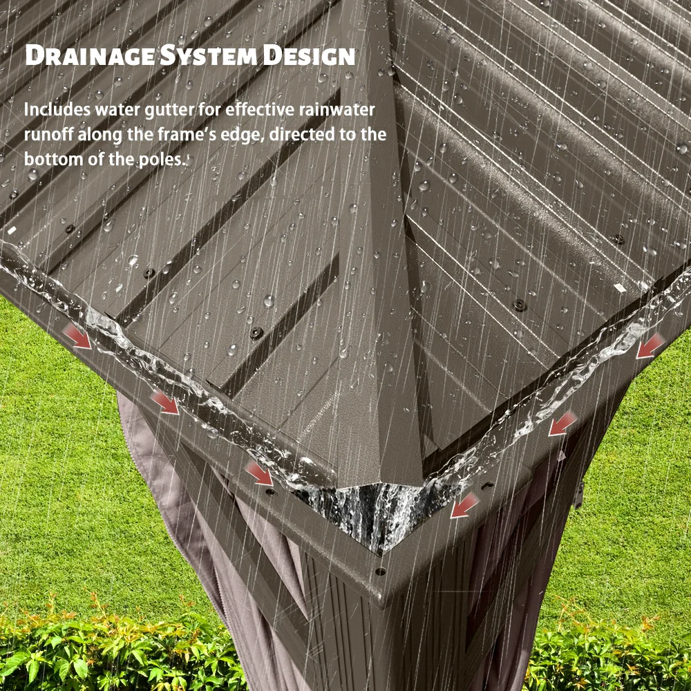 Galvanized Steel Hardtop Gazebo with Drainage Gutters - Image 28