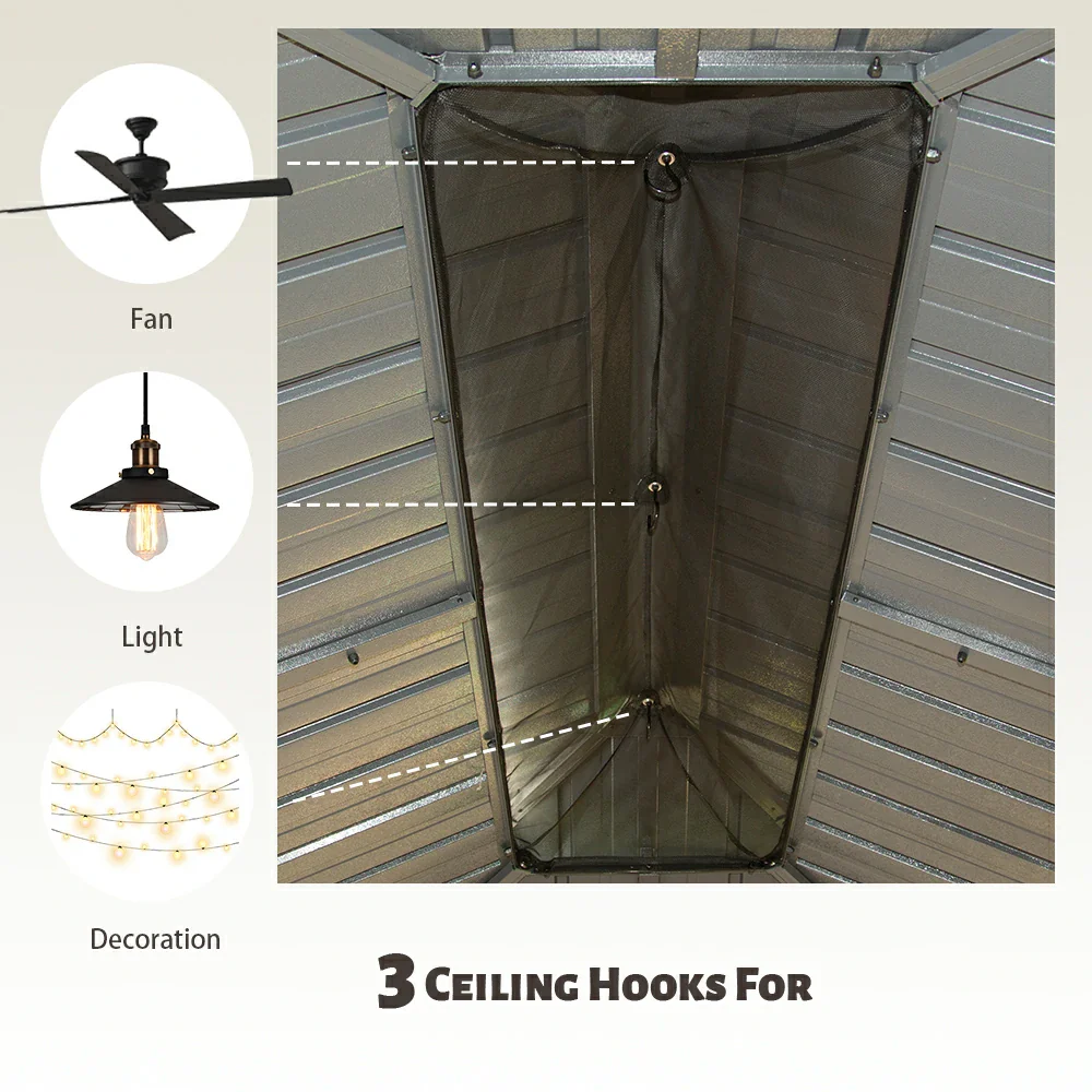 Galvanized Steel Hardtop Gazebo with Drainage Gutters - Image 32